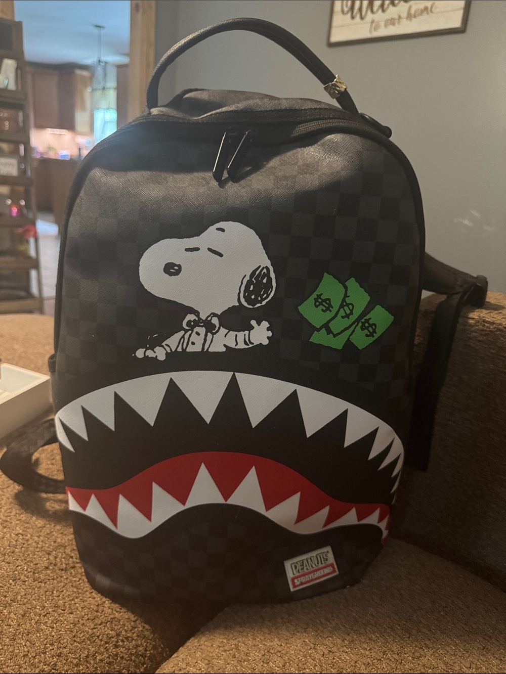 Sprayground Snoopy shark rich backpack